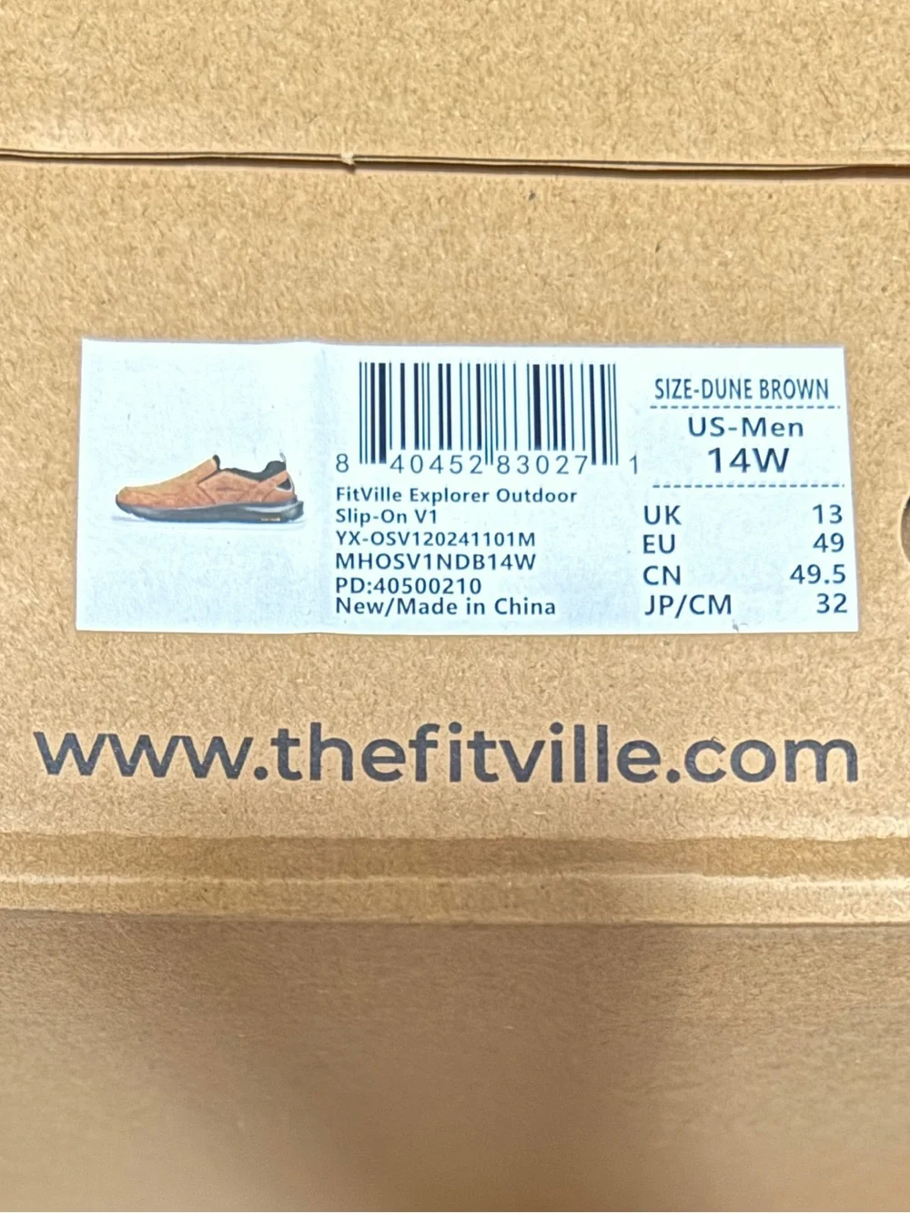 FitVille Explorer Outdoor Slip-On V1 Men’s 14 Wide Dune Brown NEW